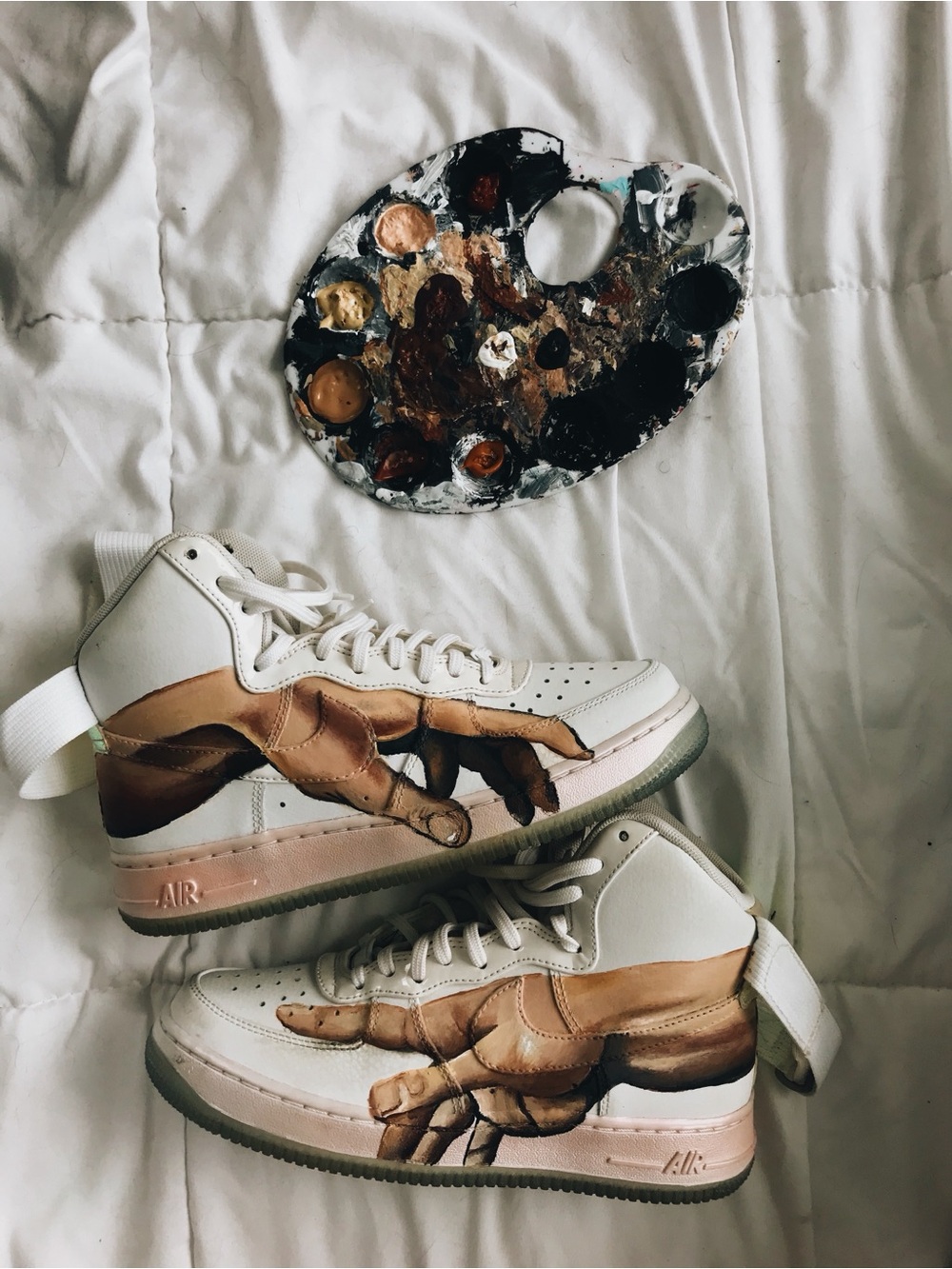 Nike Hand Painted White High-Top Sneakers